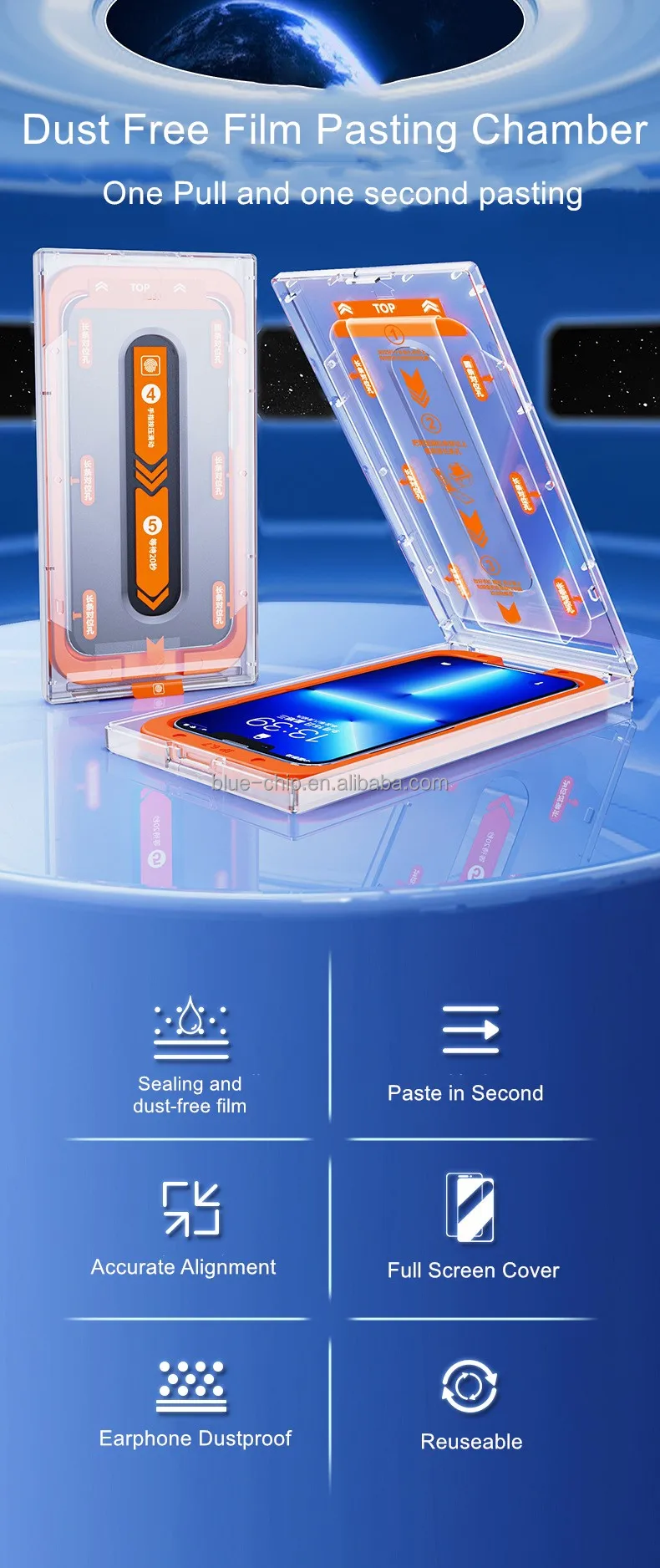 2 Pack Magic Box 9h Tempered Glass For Iphone 14 13 11 Pro Max Easy Installer Applicator Screen