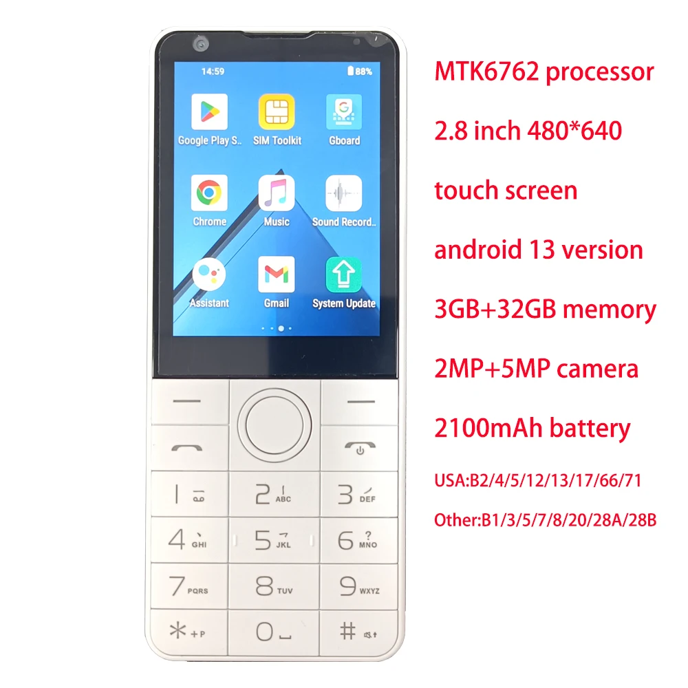 Wholesale Dual Sim Touch Screen Smart Button Smartphone Feature Phones 4G Mobile Android Keypad Phone With Whatsapp