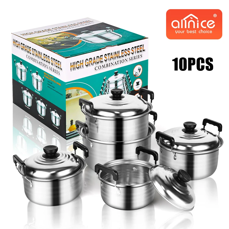 Shopee Hot Sale Low Price 10 Pieces Kitchenware Caserole Set Cooking