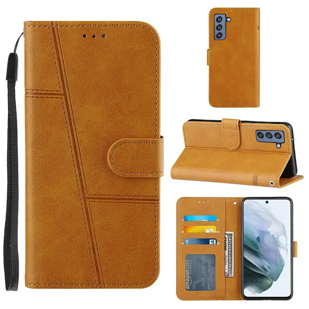 Simple Soft Pu Leather Mobile Case With Card Slot Holder Wallet Business Cover For Samsung S21 FE supplier