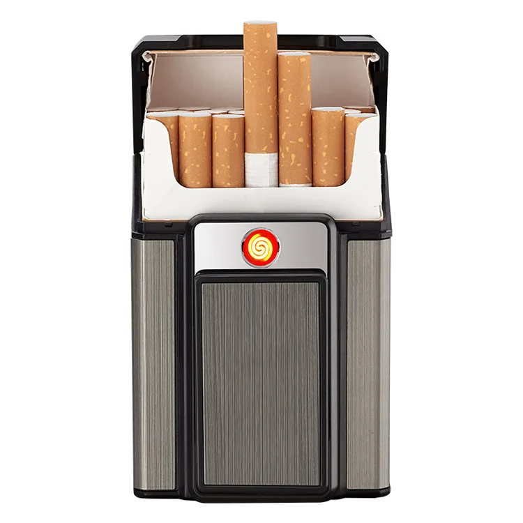 high quality cigarette lighter High Quality Cigarette Case Portable Wholesale Heating Coil Usb Charging  Digital Lighter with Box
