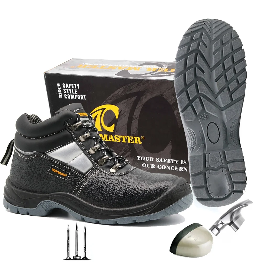 Gww, MID-Cut Oil Resistant Embossed Leather Industrial Safety Shoe
