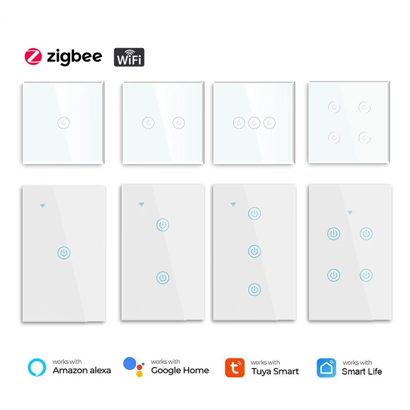 Mvava US EU Standard Tuya Zigbee google Home Smart Home Products Touch Light Smart Wall Switch Interruptor Inteligente Wifi