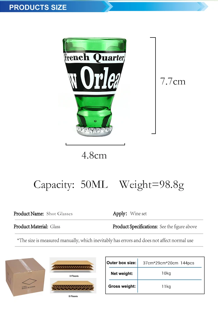 Wholesale 1.5oz Souvenir Tequila Shot Glasses Beer Bottle Top Shot