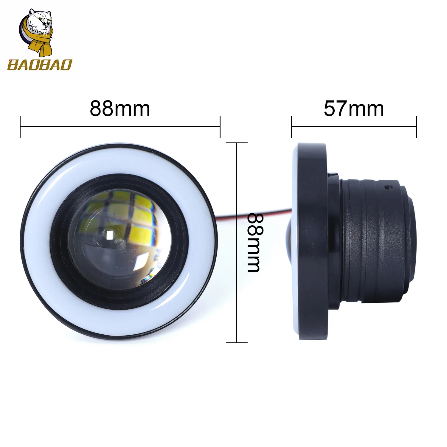 Projector Lens DRL Daytime Running Lights Car Light Assembly 3inch Led Round Fog Light 89mm LED Angel Eyes Lamp