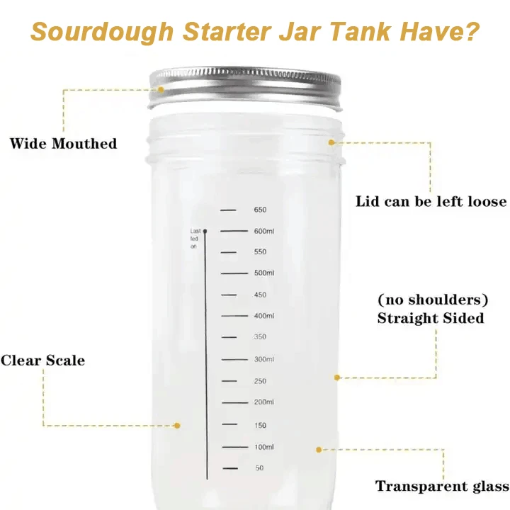 Rayshine Sourdough Starter Jar Kit With Date Marked Feeding Band Thermometer For Bread Baking
