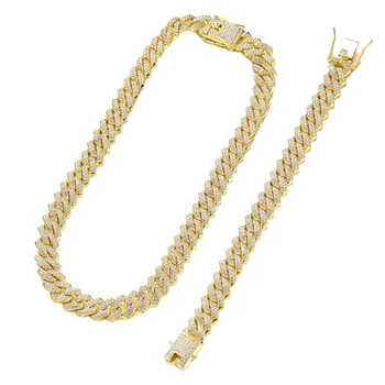 Miami Cuban Link 18K Gold/Silver Plated Diamond Cut Ice Cold Hip Hop Stainless Steel Chain for Men Women Classic Hip Hop Gift