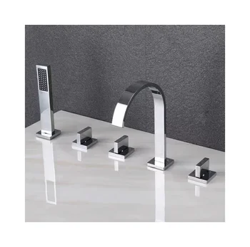 Brass Waterfall Widespread Bathroom Faucet with Chrome Finish Lavatory Mixer Faucet for Wash Basin