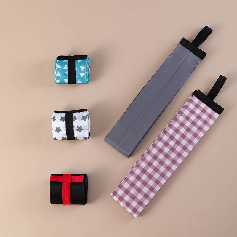 Wholesale Custom Folding Pocket Tote Bags Printed Polyester Foldable Grocery Bag Roll up Portable Shopping Bags