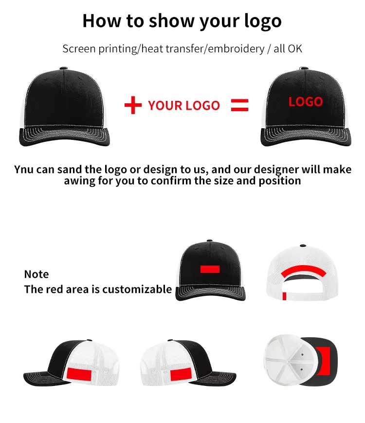 Custom High Quality Blank Mesh Back Trucker Hat Wholesale Custom Embroidered 5 Panel Cotton Trucker Hat With Rope