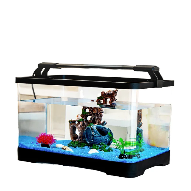 Medium Large Transparent Plastic Goldfish Turtle Tank Eco-Friendly Square Aquarium for Creative Living Room Desktop Pet Feeding