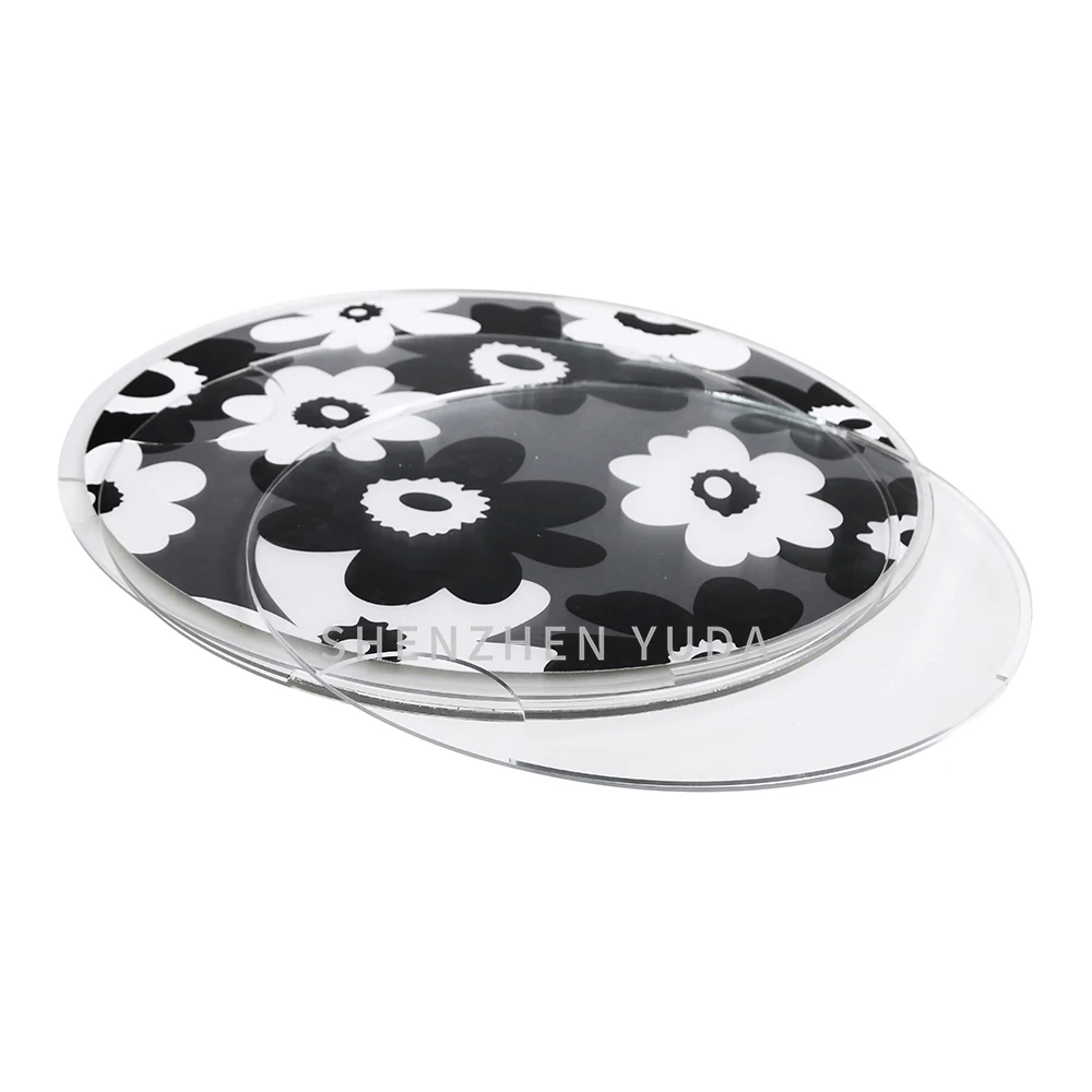 Custom Gloss Finish Round Paper Insert Acrylic Table Placemats And