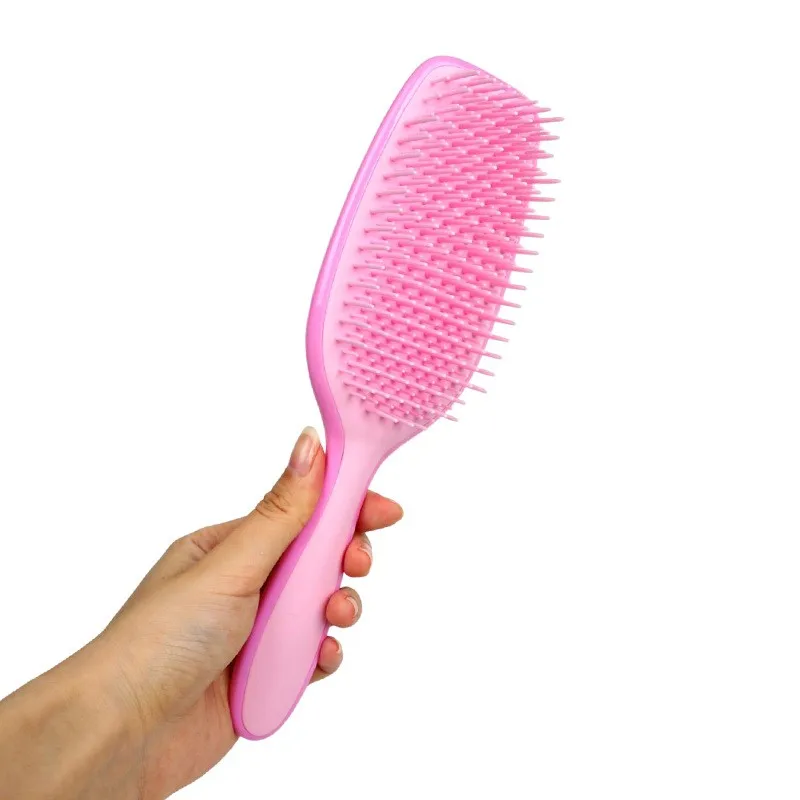 Custom Logo Detangling Plastic Brush For Curly Hair Plastic Hair
