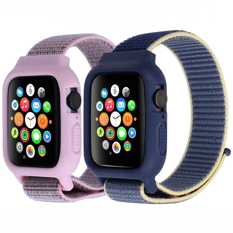 Capa E Pulseira Para Apple Watch,Capa Esportiva De Nylon Para Apple Watch  Band 44mm 40mm Iwatch Band 42mm 38mm Relógio Apple Série 6 5 4 3 Se - Buy  Faixa De Relógio