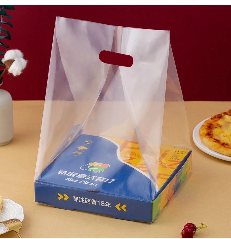 Jijid Clear Plastic Bag With Handle Large Food Container Packaging