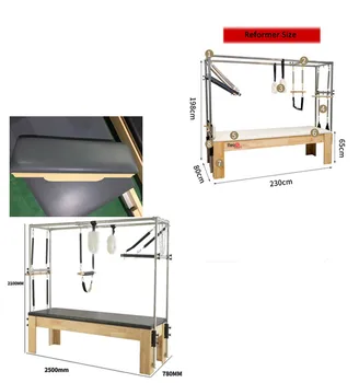 Newest Fitness Equipment Pilates Reformer Equipment With Half Tower Wood Cadillac Oak Maple Pilates Reformer