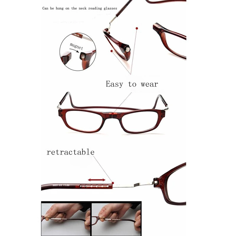 Long Temple Hang Neck Sport Portable Women Reading Glasses Plastic Reading Glass