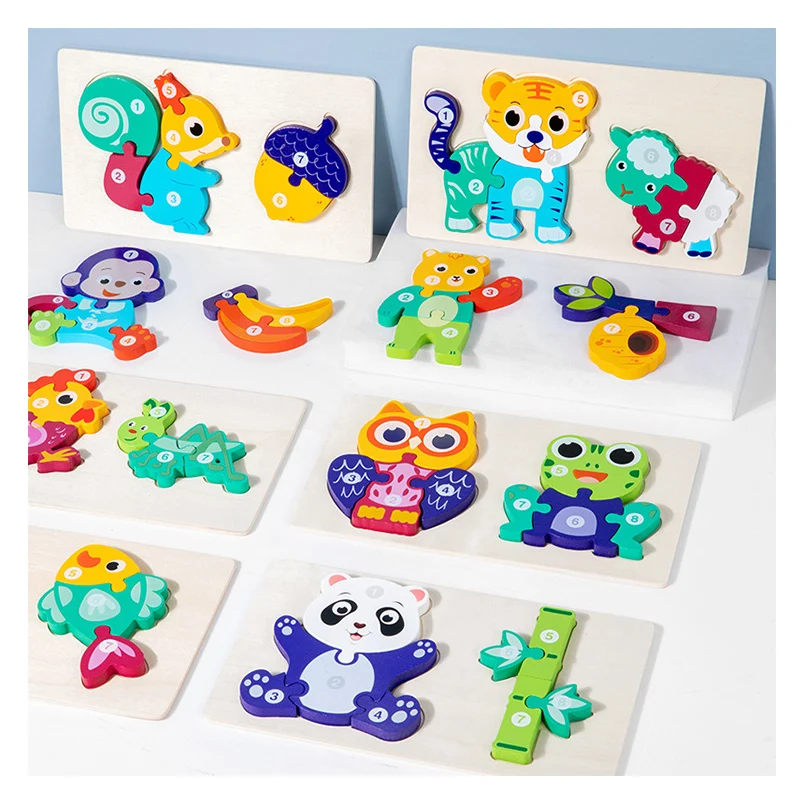 Kinder Montessori Lehrmittel 3D Puzzle Nahrungskette passende Frühe Bildung Lernspielzeug Tier kognitives Baby Puzzle