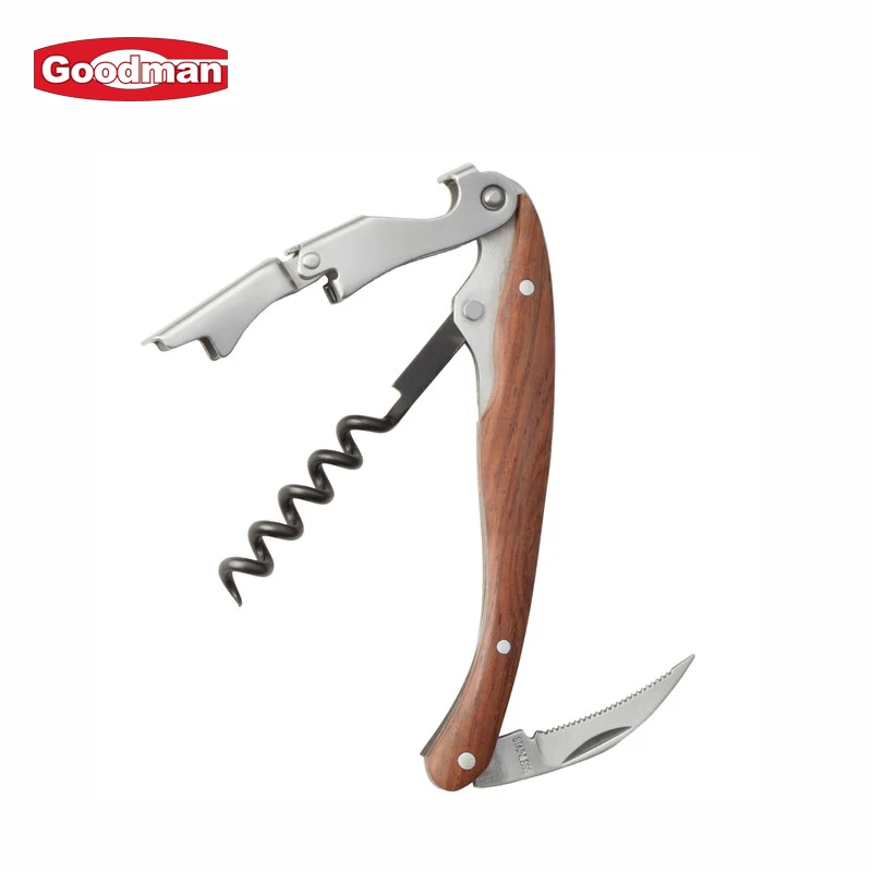 Hot sell metal waiter corkscrew bartender stainless steel beer wine bottle opener supplier