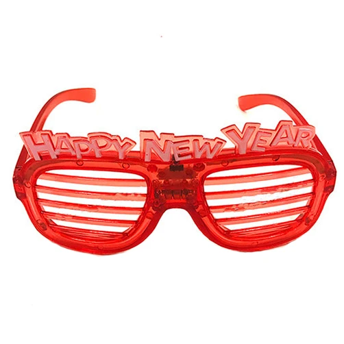 2024 Chinese New Year LED Flashing Shutter Glasses Transparent Red Battery Operated Shaped Like Numbers Boxed Packed