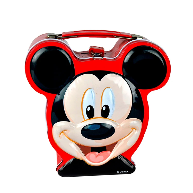 Mickey Mouse Shaped Tin Box Customization Kids Candy Tin Box Packaging Cookie Gift Tin Box With Handle