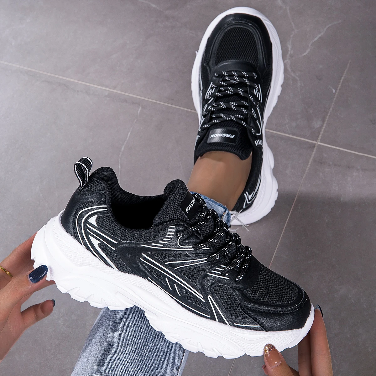 Fashion Thick Sole Women Sneakers Platform Female Women Casual Shoes Chunky  Sneakers Custom Spring Women Tennis Sports Shoes