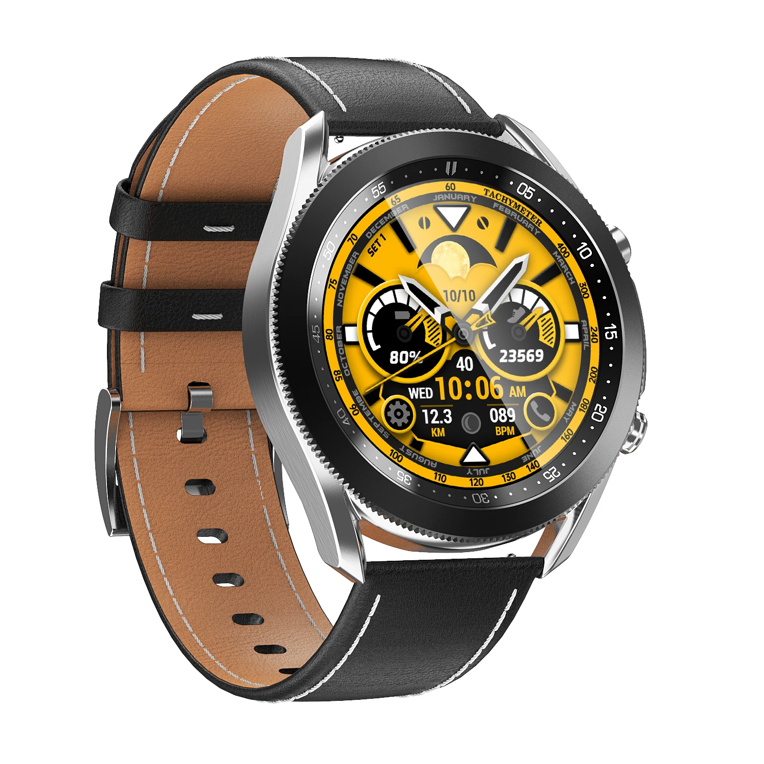 W3 Smart Watch Round Rotating Dial Multiple Sport Modes BT Phone Call Music Blood Pressure Oxygen ECG PPG for Men Smartwatch W3