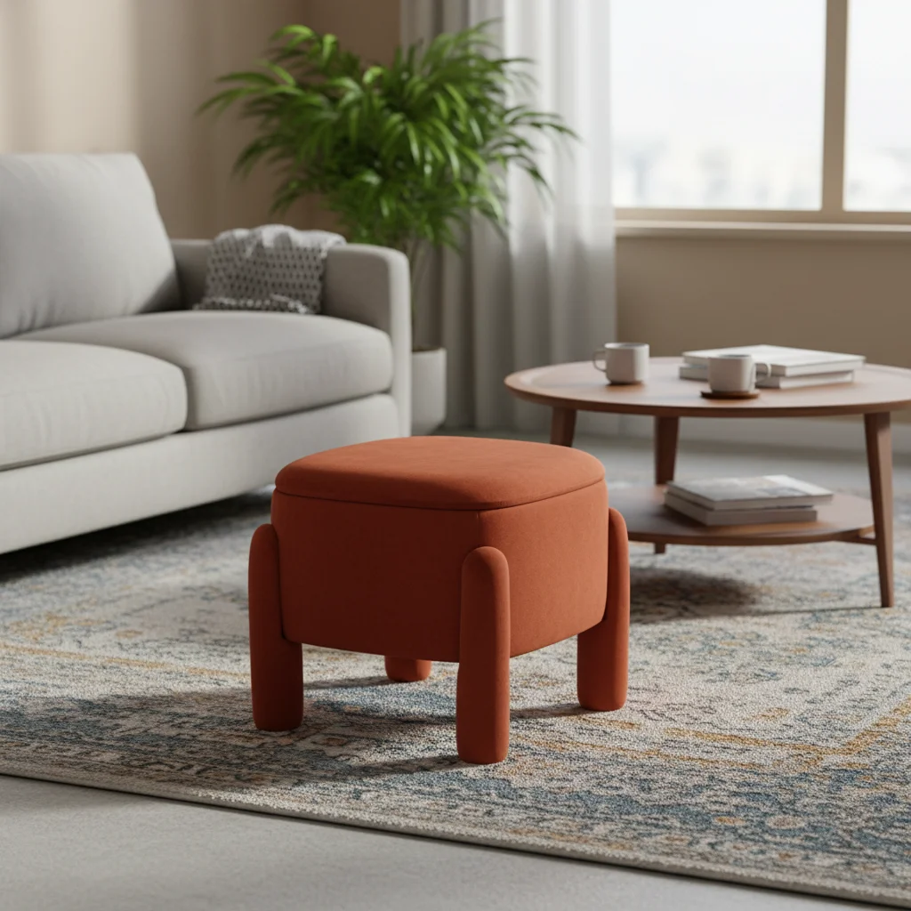 Luxury Upholstered Velvet Stool Footrest Ottoman with Legs for Living Room