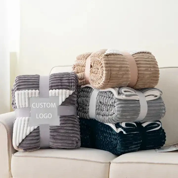 Wholesale Custom Throw Flannel Fleece Plush Thick Mink Warm Sherpa