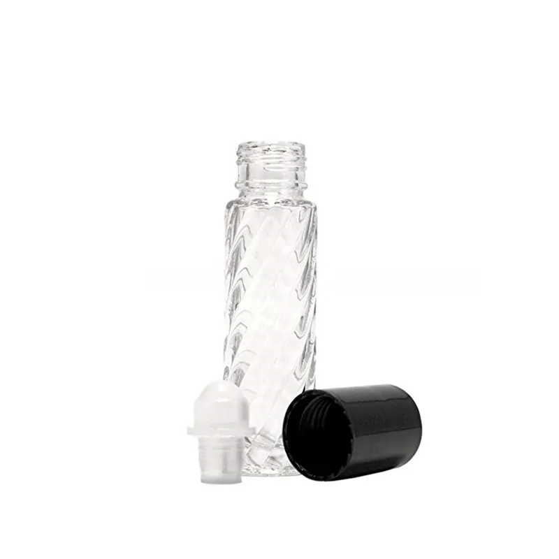 New 5ml 10ml Spiral Shaped Deodorant Roll on Perfume Bottle With Aluminum Cap
