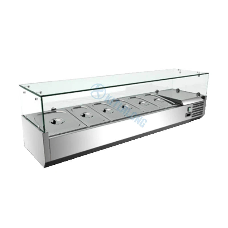 Commercial Pizza Prep Table Refrigerator Refrigerated Counter Top Fruit Salad Bar Refrigerator Display Fridge Showcase