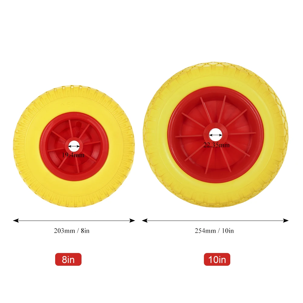 Kayak Trolley Wheels 25.4cm 22.35mm Spare Puncture Proof Black Tyre On