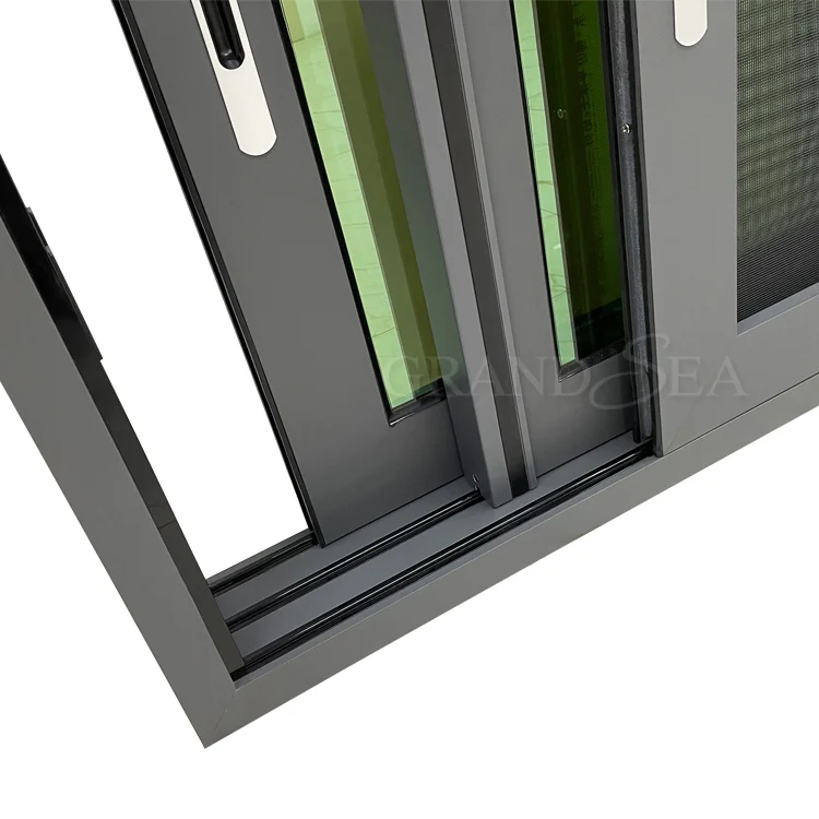 Modern Design Sliding Aluminium Windows High Quality Stainless Steel Screen Netting Horizontal Opening for Villas Factory Direct