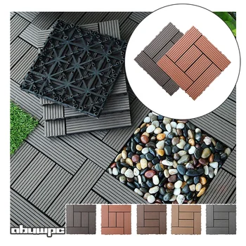 DIY Plastic Wood Composite Spliced Flooring Tiles, Outdoor Waterproof Balcony Courtyard Terrace Garden Lock WPC Floor Tiles