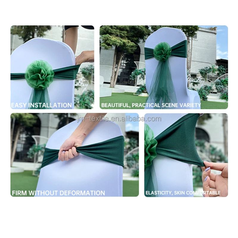 Green Gold Wedding Chair Sashes Covers Event Spandex Stretch Chiffon Chair Sash Bow Buy
