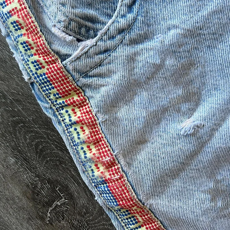 Customized High Quality Streetwear Acid Pickling Lower Hem Cut Edge Denim Short Pants HeavyWeight Vintage Shorts Jeans for Men gallery 3