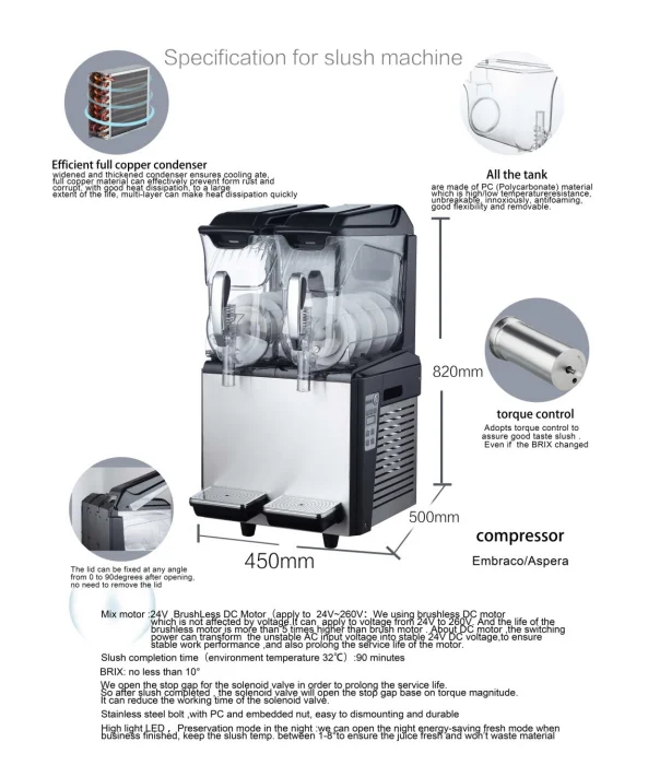 SURRI 10L One Bowl Shop Slush Machine Industrial Slush Machine