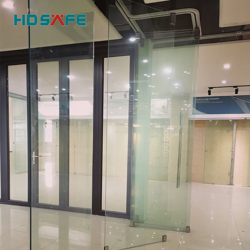 HDSAFE Factory Large Stack Sliding Office Partition Wall Glass Bi Folding Door Glass Curtain Movable Room Divider Partition Door