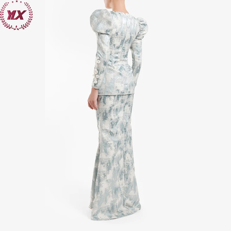 prom dresses trumpet mermaid Long Sleeves One-Shoulder Beading Mermaid Prom Dress-Bridelily