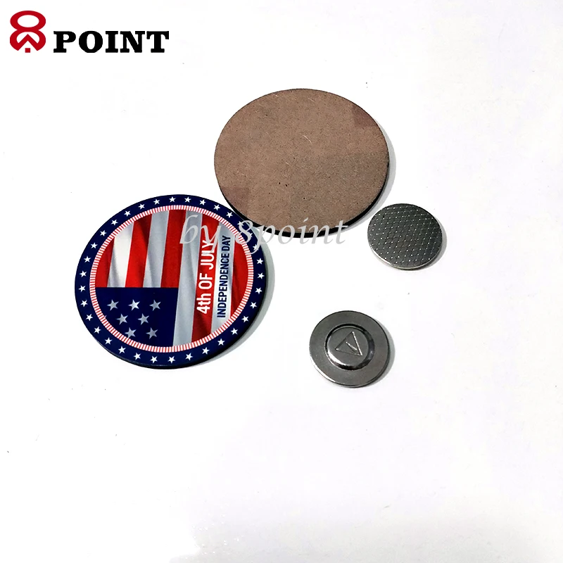 Circle Sublimation Wooden Name Badge Magnetic Blank Name Tag Custom Name Card