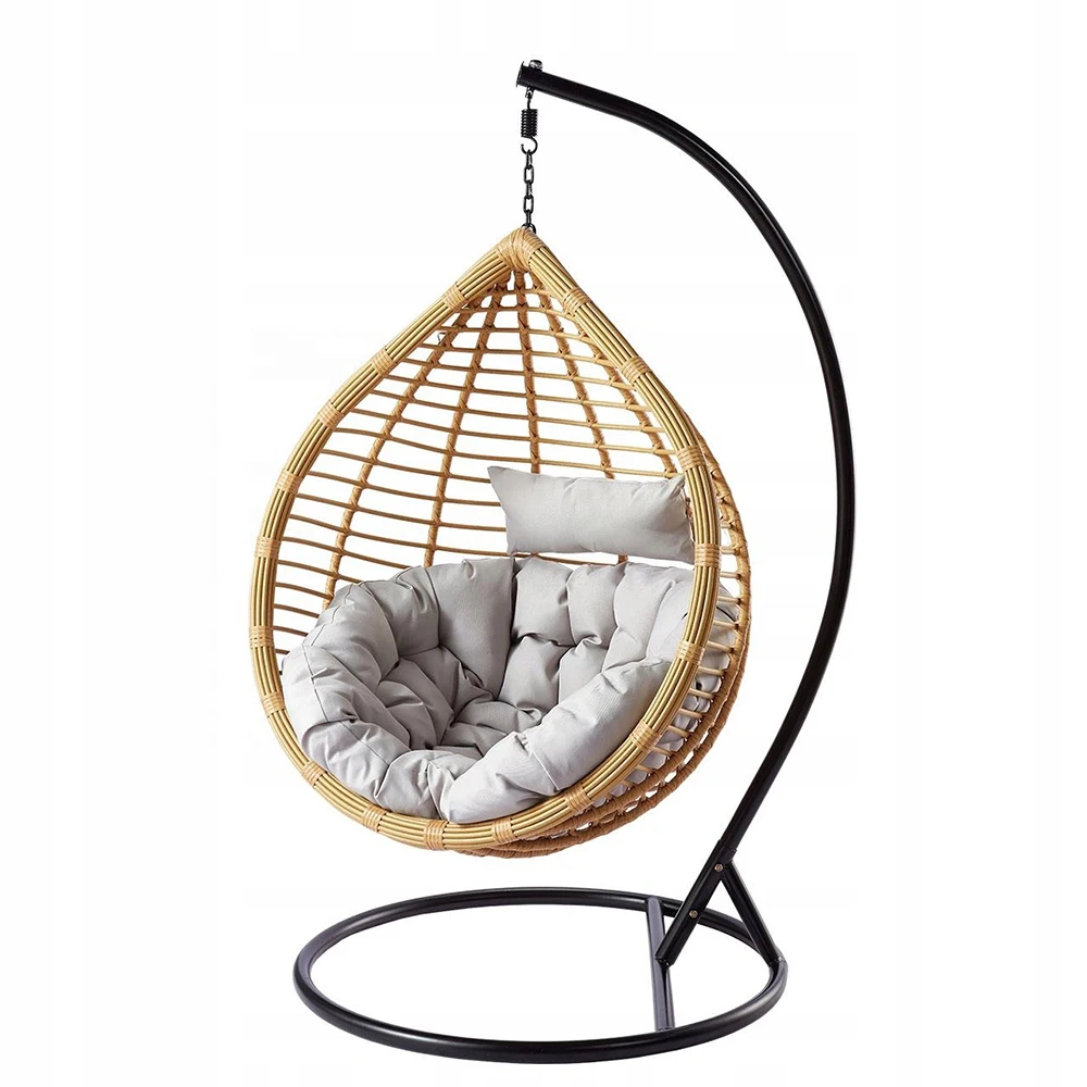 product modern durable rattan hanging egg chair with round frame for outdoor garden swing-3