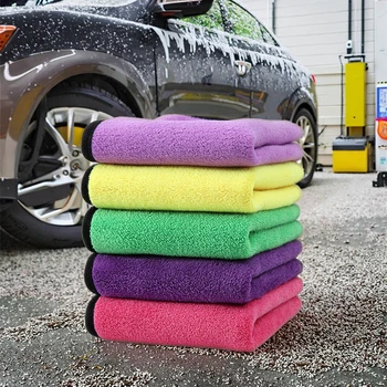 Woven Quick Dry Polyester & Microfiber Car Wash Towel Logo Absorbent Plush Cleaning Cloth