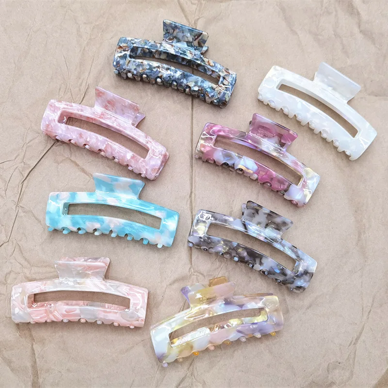 Hollow Rectangle Cloud Big Cellulose Acetate Hair Claw pPeach Pink Round Geometric Korean Hair Clips Claw for Girls Woman