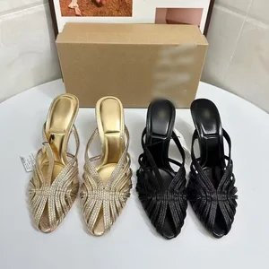 QuiteS 2026 New Summer Ladies Summer Fashion Gold Stiletto Sandals Plus Size High Heels Sexy Luxury Office and Party Pumps