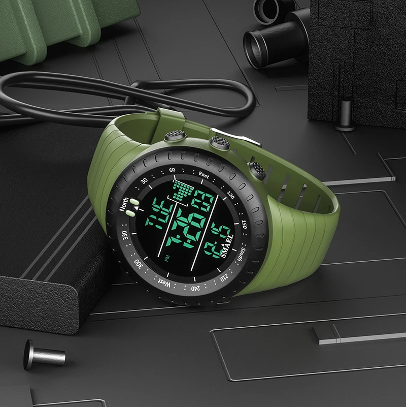 SMAEL 1237 Orologio digitale da uomo con design elegante, funzioni multifunzionali e cronometraggio affidabile, per rimanere in pista con stile (nero), Nero