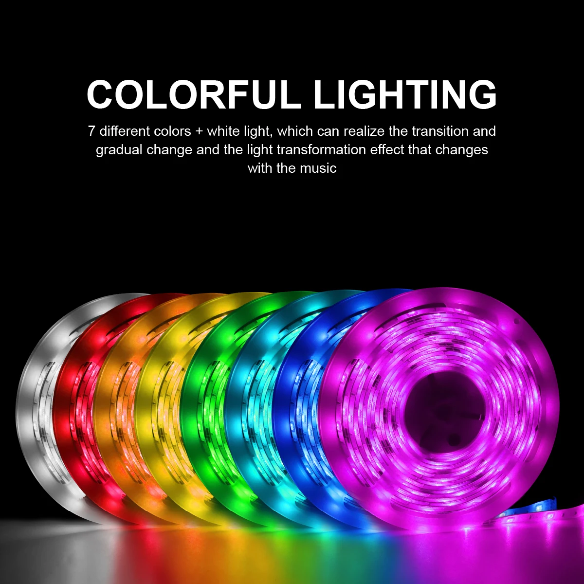 Умная Светодиодная лента с музыкальным управлением, 5 м, 5050 RGB, гибкая лента, Рождественская Светодиодная лента, Светодиодная лента с дистанционным управлением