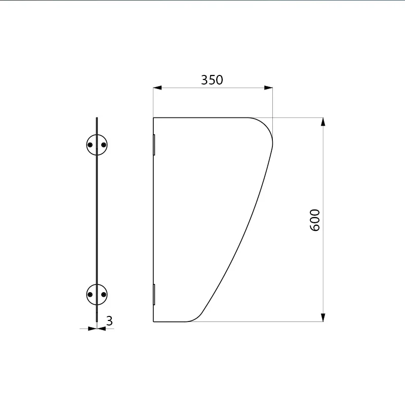 Customized Design Male Urinal Partition 304 Stainless Steel Compact Urinal Dividers Partitions for Public Toilet