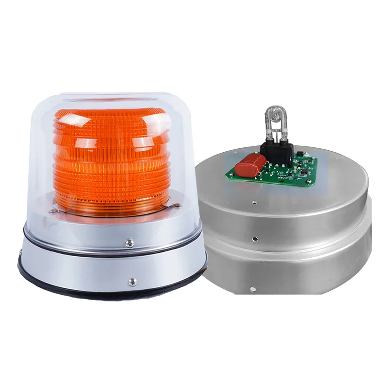 High Profile Permanent Dual Cover White Xenon Strobe Lamp Heavy-Duty Spun Aluminum Base Tall Dome Flashing Warning Beacon Light