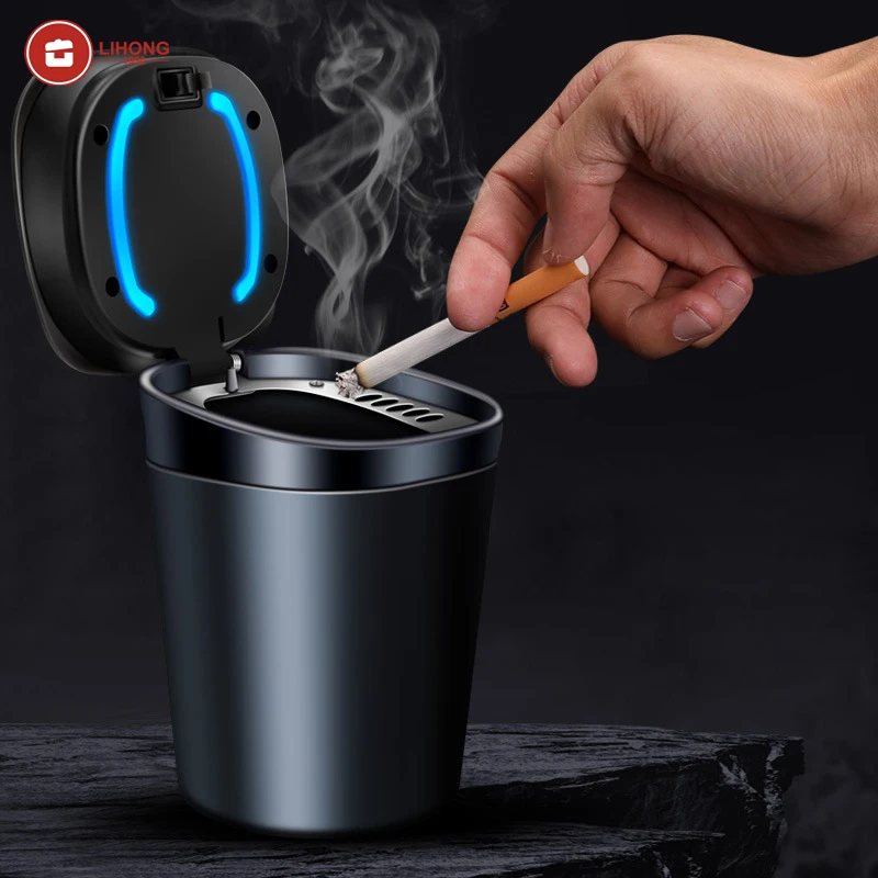 Baming Wholesale Upscale Ashtray Portable Led Car Ashtray Flame Retardant  Inner Wall
