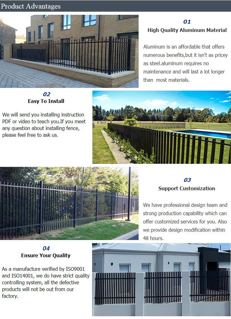 Modern Fancy Aluminium Profile Square Tube Fences Garden Powder Coating